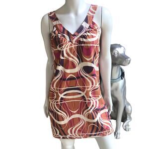 Banana Republic Polyester Multi-Color Sleeveless V-Neck Dress Women's Size 4P